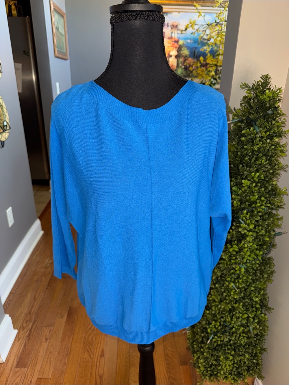 Joseph Ribkoff Vibrant Boat Neck Blue Knit Pullover Sweater NWT